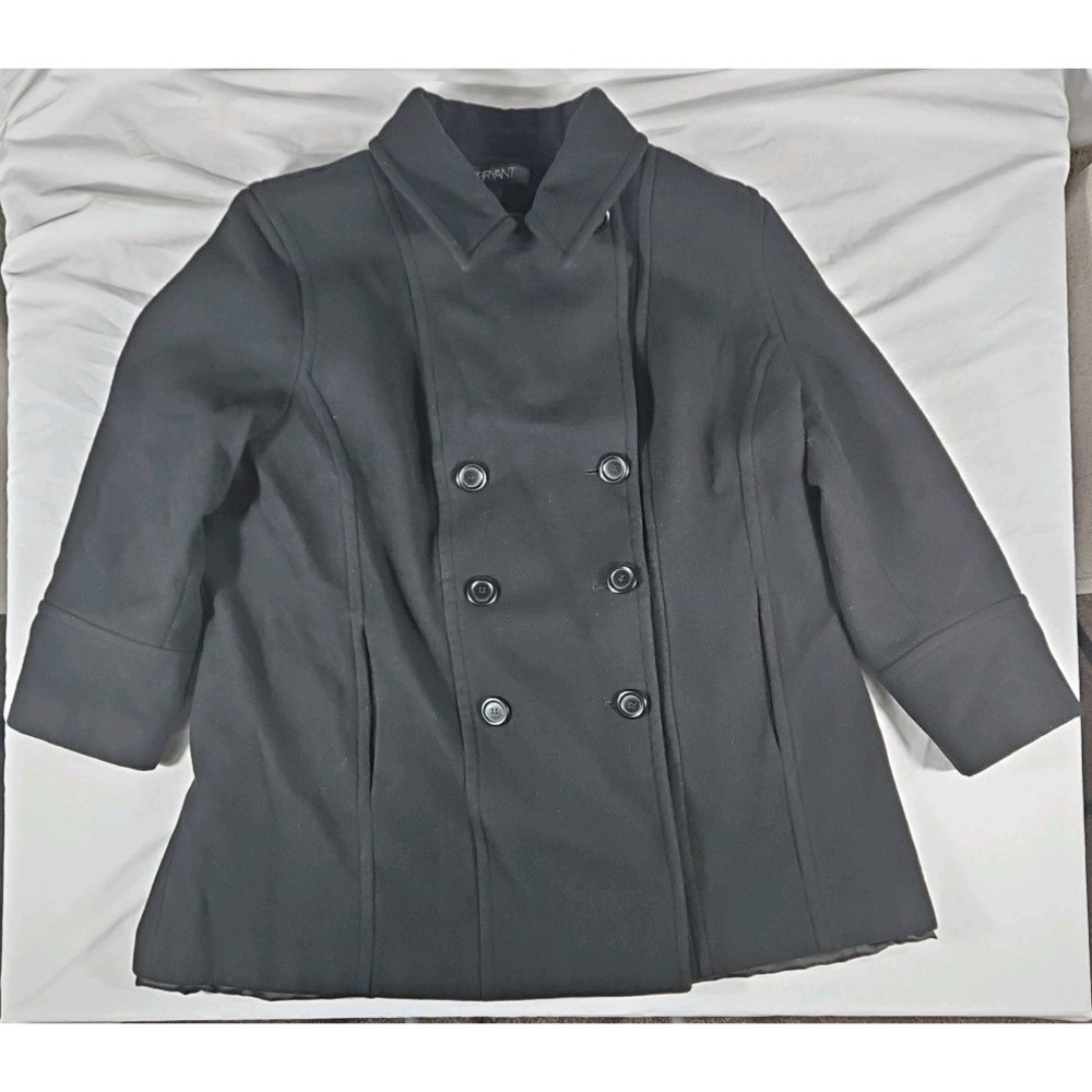Lane Bryant Women's‎ Peacoat 100% Wool Shell Size 26/28 Black